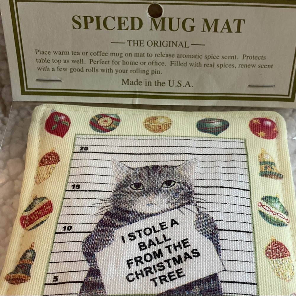 Cat Christmas spiced mug mat